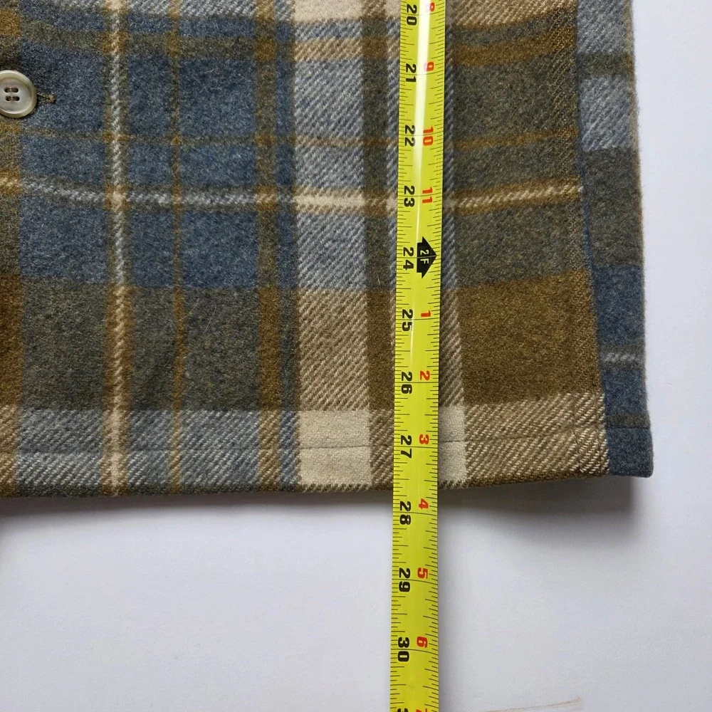 Vintage 70s Woolrich Shirt Jacket Yellow Green Plaid Hunting Button Down Size 38